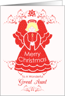 Merry Christmas Great Aunt, Angel in Red Lace card