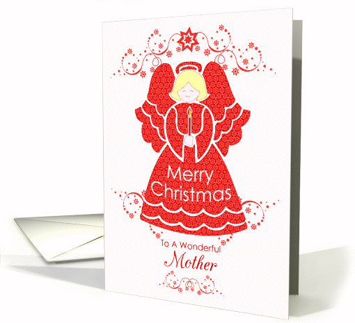 Merry Christmas Mother, Angel in Red Lace card (959973)