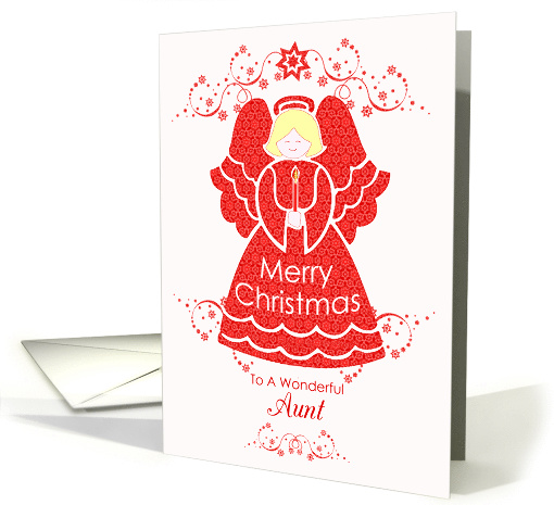 Merry Christmas Aunt, Angel in Red Lace card (959985)