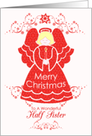 Merry Christmas Half Sister, Angel in Red Lace card