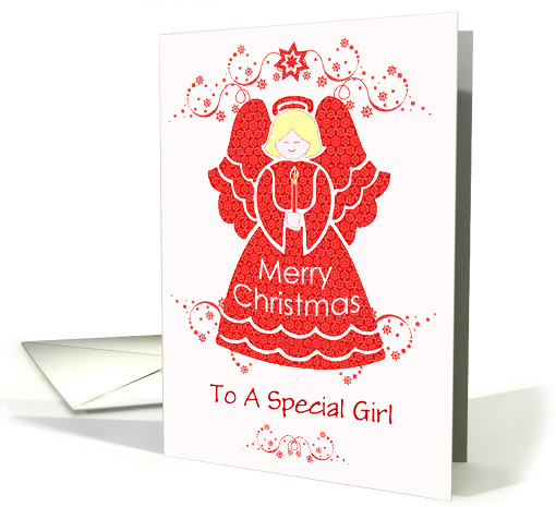 Custom Name Merry Christmas Angel for Girl card (960005)