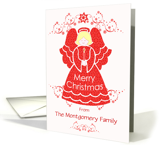 Custom Name Merry Christmas Angel From Family card (960065)