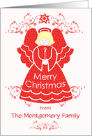 Custom Name Merry Christmas Angel From Family card