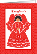 Daughter’s 1st Christmas, Angel In Red Lace card