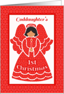 Goddaughter’s 1st Christmas, Angel In Red Lace card