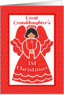 Great Granddaughter’s 1st Christmas, Angel In Red Lace card