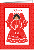 Niece’s 1st Christmas, Angel In Red Lace card