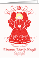 Red Lace Angel Christmas Charity Benefit Invitation card