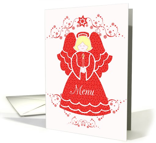 Red Lace Angel Christmas Party Menu card (964563)