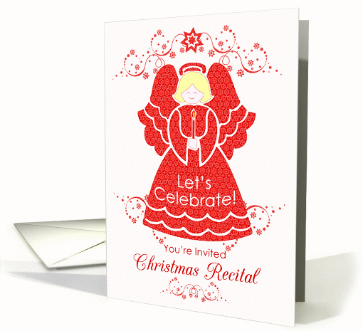 Red Lace Angel Christmas Recital Invitation card (964577)