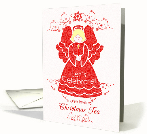 Red Lace Angel Christmas Tea Party Invitation card (964625)
