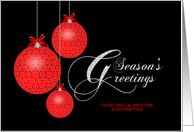 Brother and Partner, Red Lace Ornaments, Customizable card