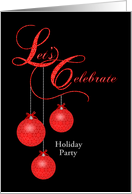 Custom Holiday Party Invitation, Red Lace Ornaments card
