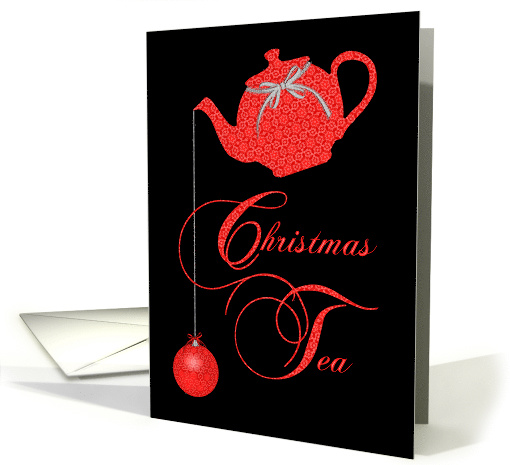 Christmas Tea Invitation, Red Lace Ornaments card (983835)