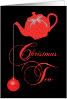 Christmas Tea Invitation, Red Lace Ornaments card