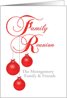 Custom Christmas Family Reunion Invitation, Red Lace Ornaments card