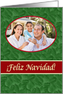 Spanish Navidad Photo Card, Green Spruce and Red Stripe card