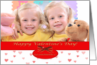 Valentine’s Day Photo Card for Grandmother, Pink Hearts and Red Bow card