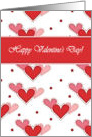 Happy Valentine’s Day! Three Red Pink and Rose Hearts card