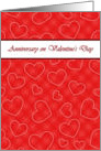 Wedding Anniversary on Valentine’s Day for Couple, Hearts on Red card