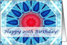 Happy 20th Birthday, Blue Aqua and Red Mandala card