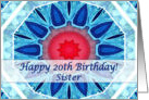 Happy 20th Birthday for Sister, Blue Aqua and Red Mandala card