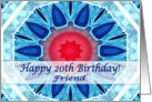 Happy 20th Birthday for Friend, Blue Aqua and Red Mandala card