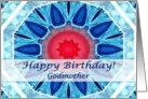 Happy Birthday for Godmother, Blue Aqua and Red Mandala card