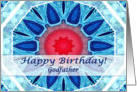 Happy Birthday for Godfather, Blue Aqua and Red Mandala card