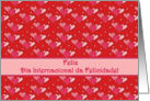 Portuguese International Happiness Day, Three Pink Hearts card