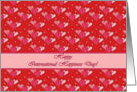 Happy International Happiness Day, Three Pink Hearts card