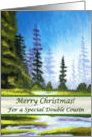 Christmas for Double Cousin, Spruce Forest Painting card