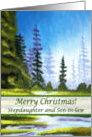 Christmas Stepdaughter Son-in-law, Spruce Forest Painting card