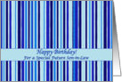 Birthday Future Son in Law Blue Tones and Aqua Stripes card