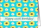 100th Birthday Daisies on Turquoise card