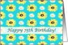 Happy 75th Birthday Daisies onTurquoise card