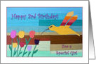 Happy 3rd Birthday, Hummingbird and Flowers Collage card