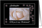 Wedding Bridesmaid Invitation for Goddaughter, White Rose and Blossoms card