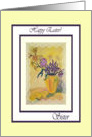 Happy Easter for Sister, Yellow Vase Flowers Painting card