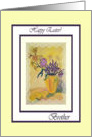 Happy Easter for Brother, Yellow Vase Flowers Painting card
