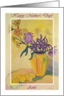 Happy Mother’s Day for Aunt, Yellow Vase Flowers Painting card
