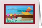 Valentine’s Day for Girlfriend, Hummingbird and Flowers card