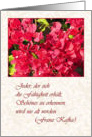 German Birthday, Red Bougainvilleas with Kafka Twist card