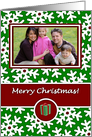Merry Christmas, Photo Card - Snow Crystals on Green card