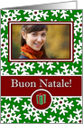 Italian Christmas, Photo Card - Snow Crystals on Green card