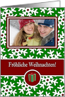 German Christmas, Photo Card - Snow Crystals on Green card