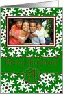 Merry Christmas Photo Card Family Name A, Snow Crystals card