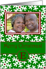 Merry Christmas Photo Card Family Name E, Snow Crystals card