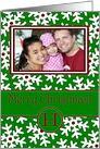 Merry Christmas Photo Card Family Name H, Snow Crystals card