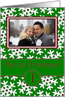Merry Christmas Photo Card Family Name I, Snow Crystals card